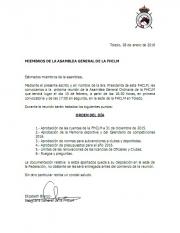 CONVOCATORIA DE LA ASAMBLEA GENERAL ORDINARIA DE LA FHCLM